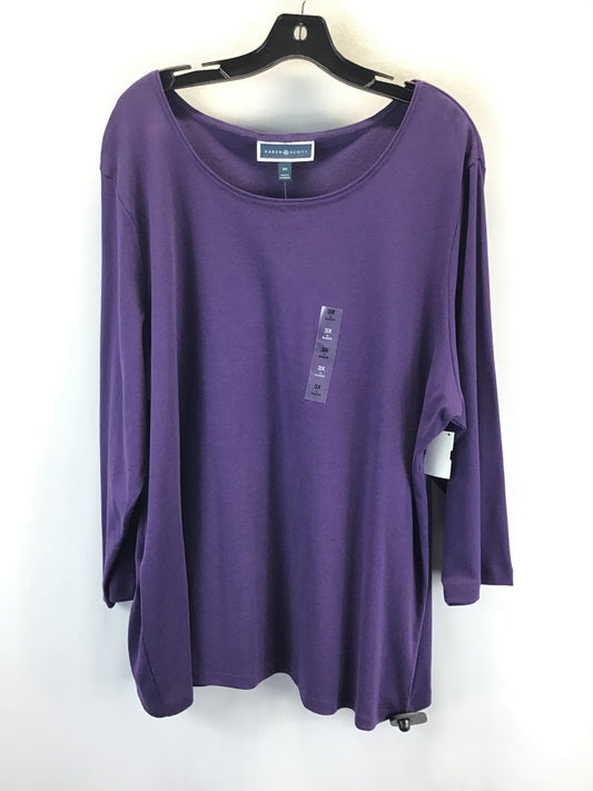 Top 3/4 Sleeve By Karen Scott In Purple, Size: 3x