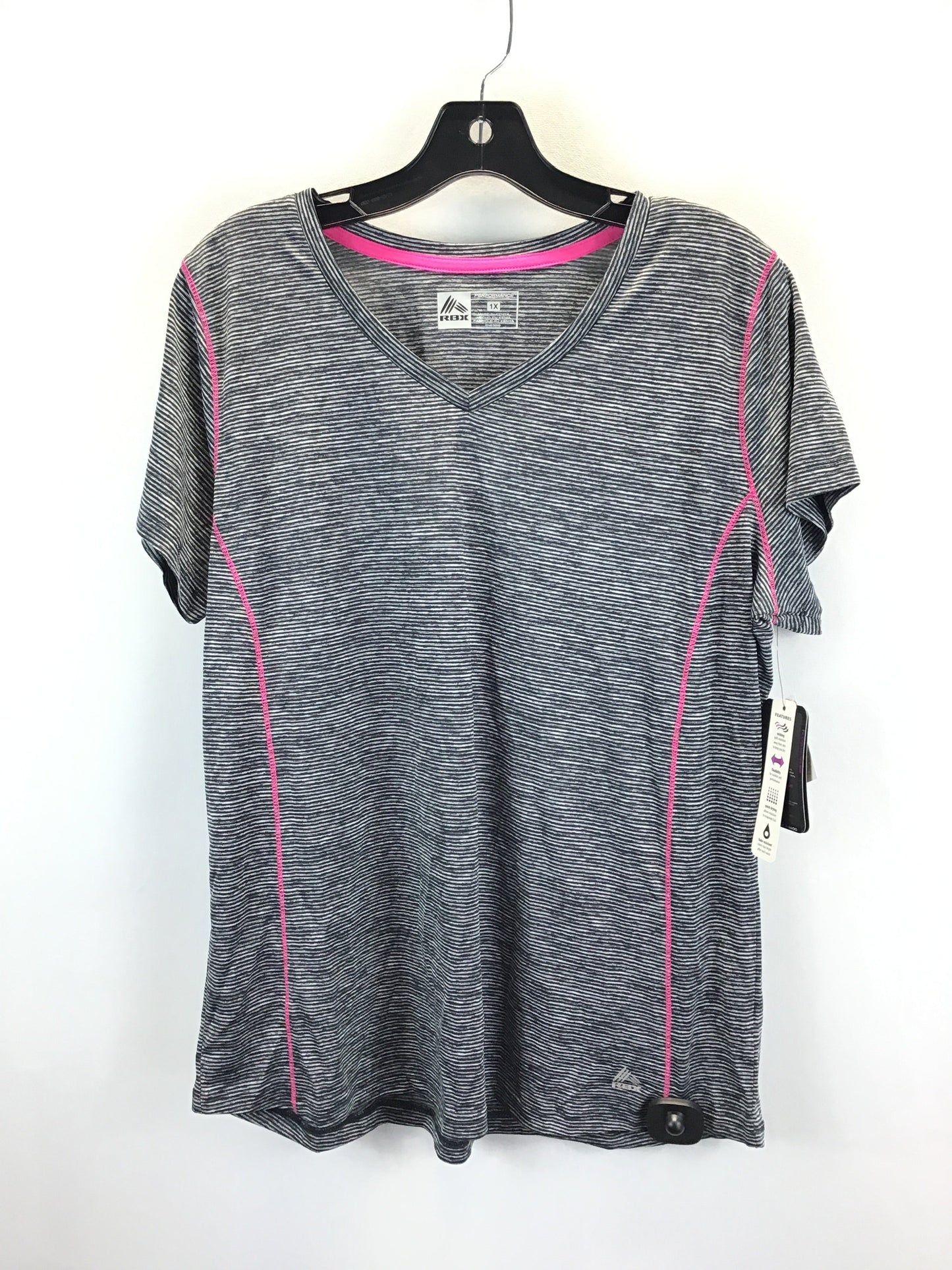 Black & Pink Athletic Top Short Sleeve Rbx, Size 1x