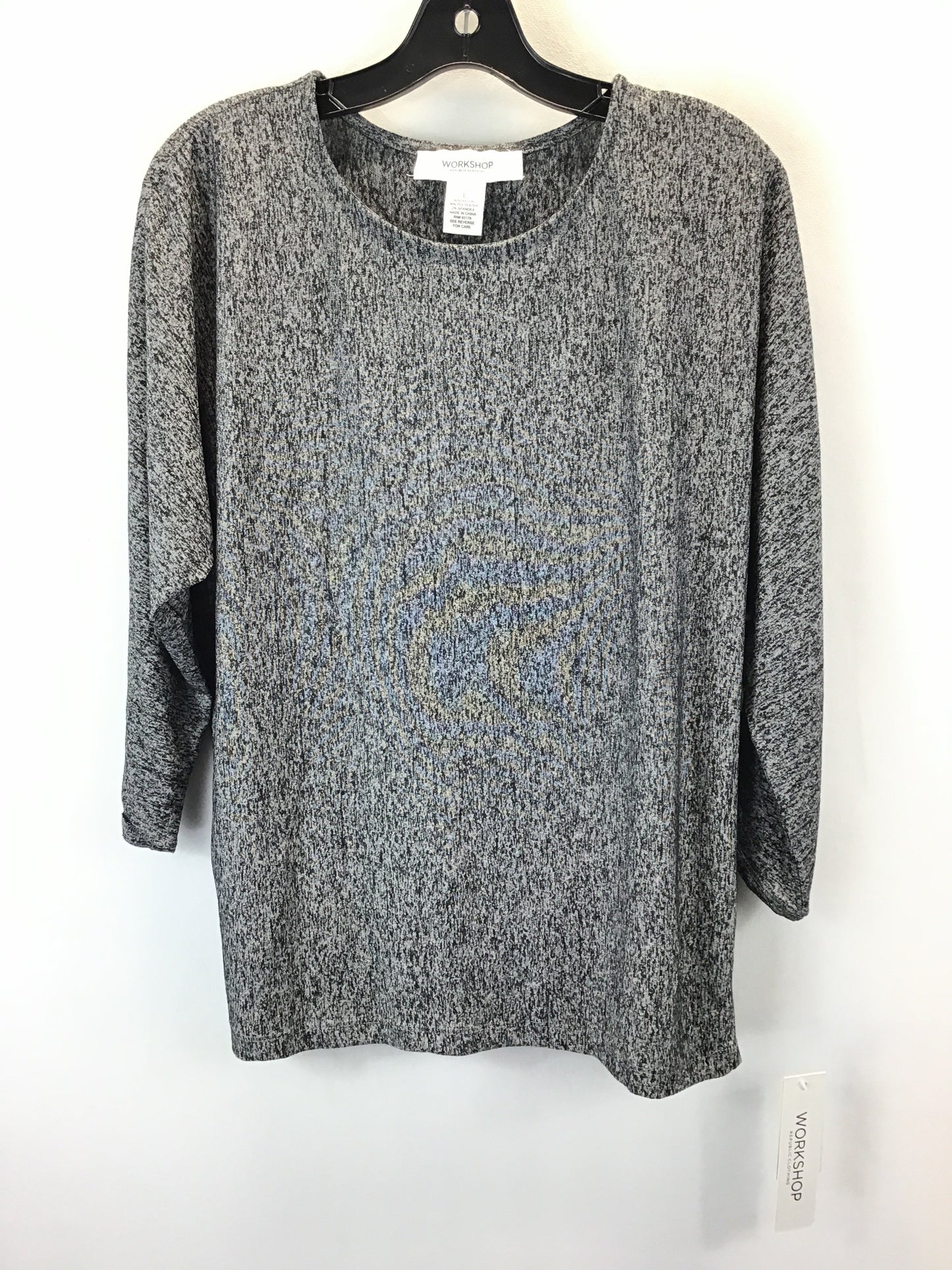 Top 3/4 Sleeve By Workshop In Grey, Size: L