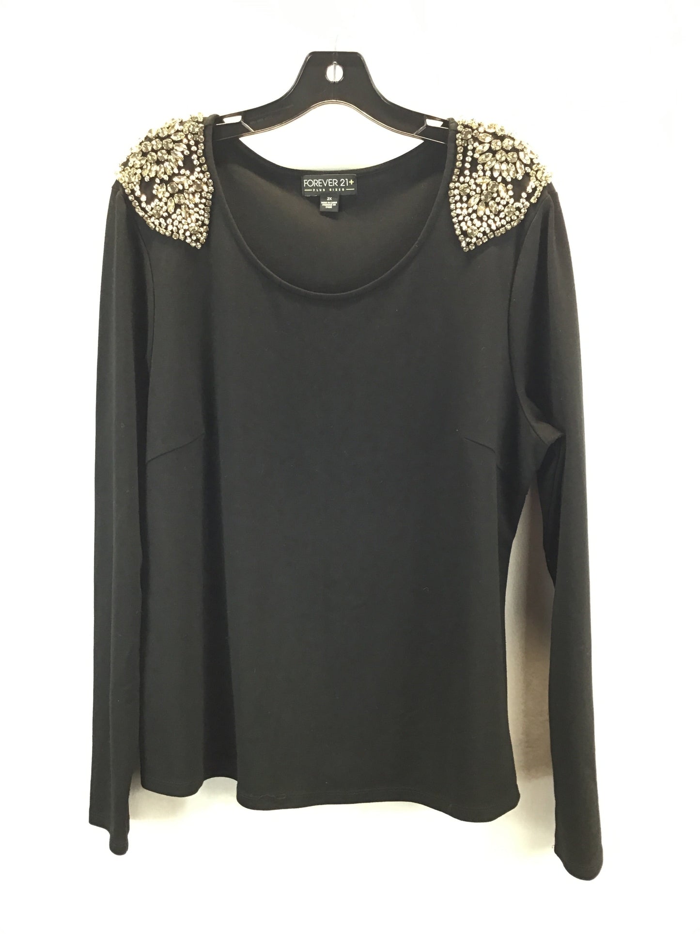 Top Long Sleeve By Forever 21 In Black, Size: 2x