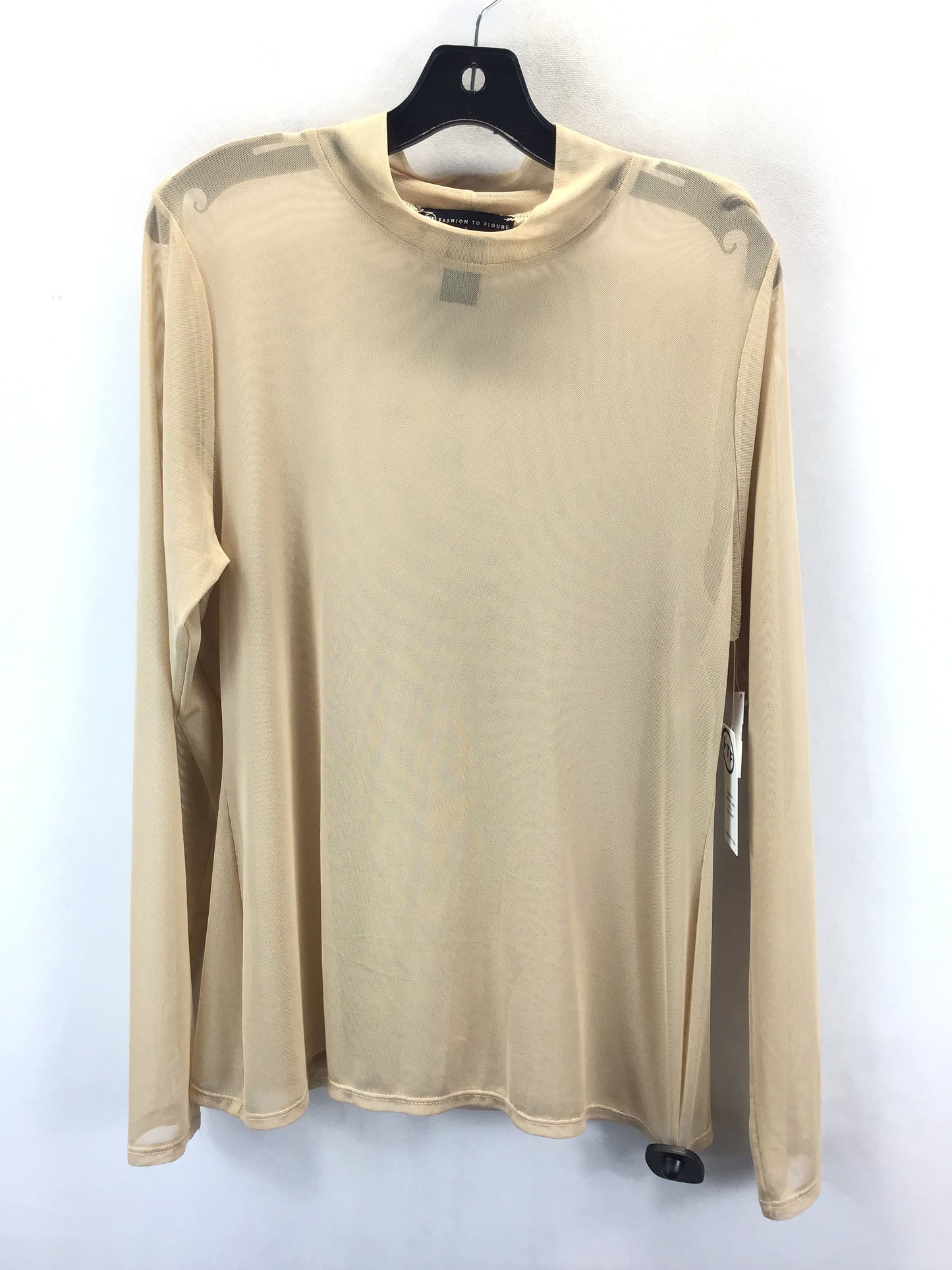 Top Long Sleeve Basic By Fashion To Figure In Tan, Size: 1x