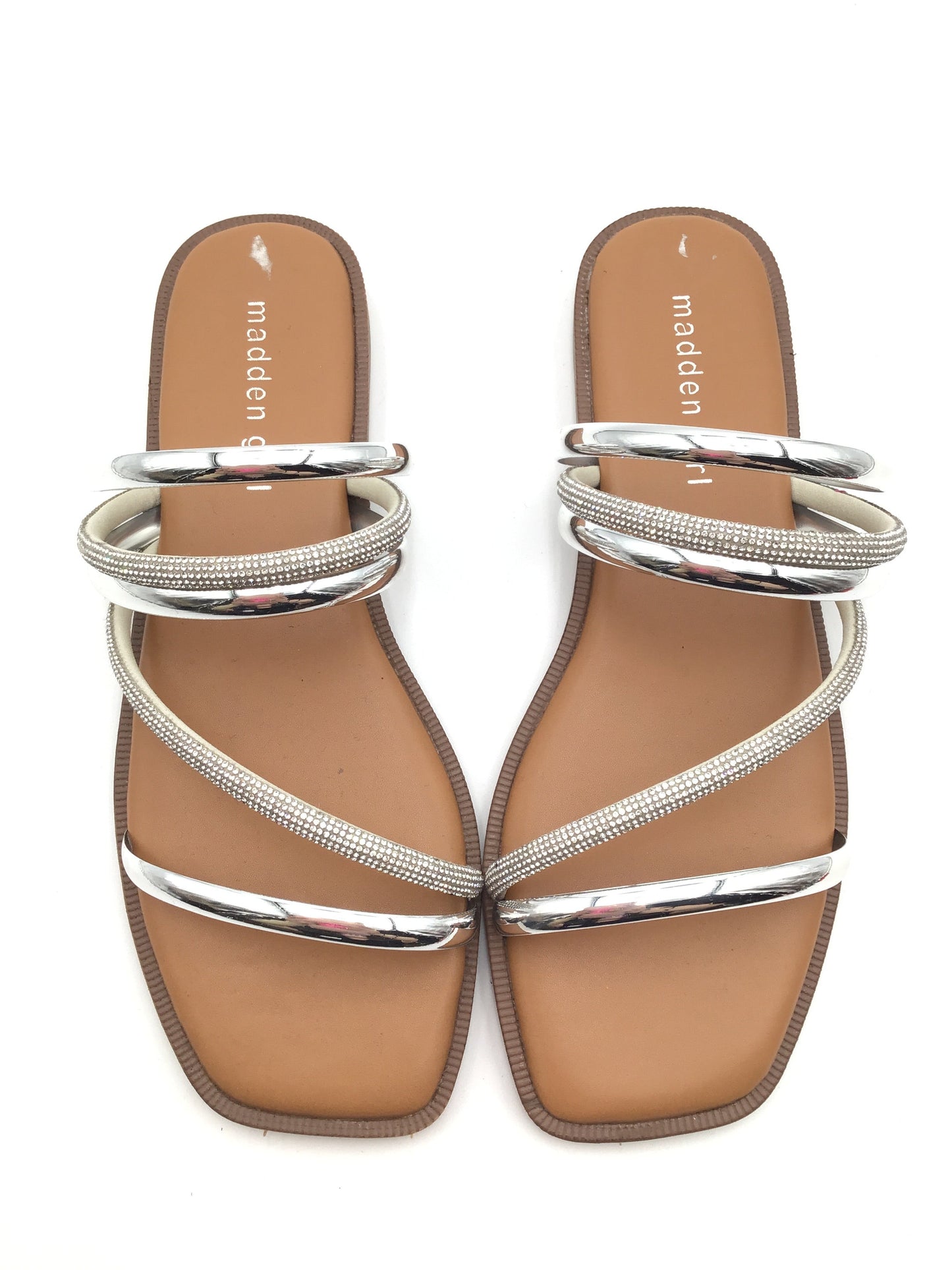 Silver Sandals Flats Madden Girl, Size 7