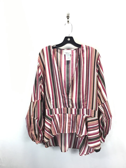 Top Long Sleeve By Caren Sport In Striped Pattern, Size: 3x