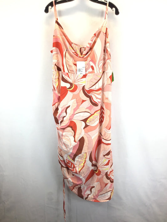 Orange & Red Dress Casual Midi Forever 21, Size 2x
