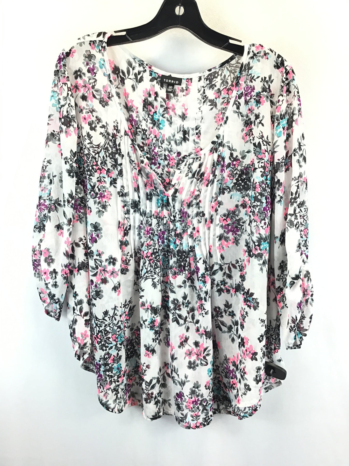 Floral Print Top 3/4 Sleeve Torrid, Size M