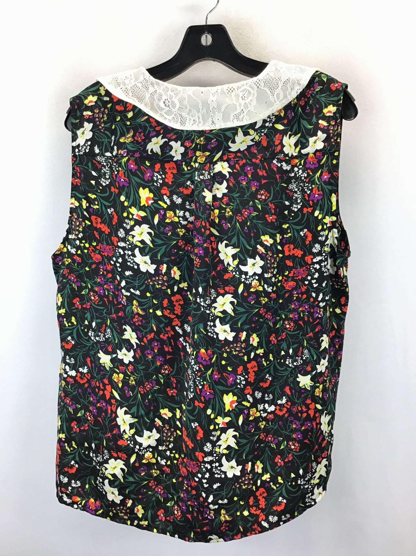 Floral Print Top Sleeveless Designer Halston, Size L