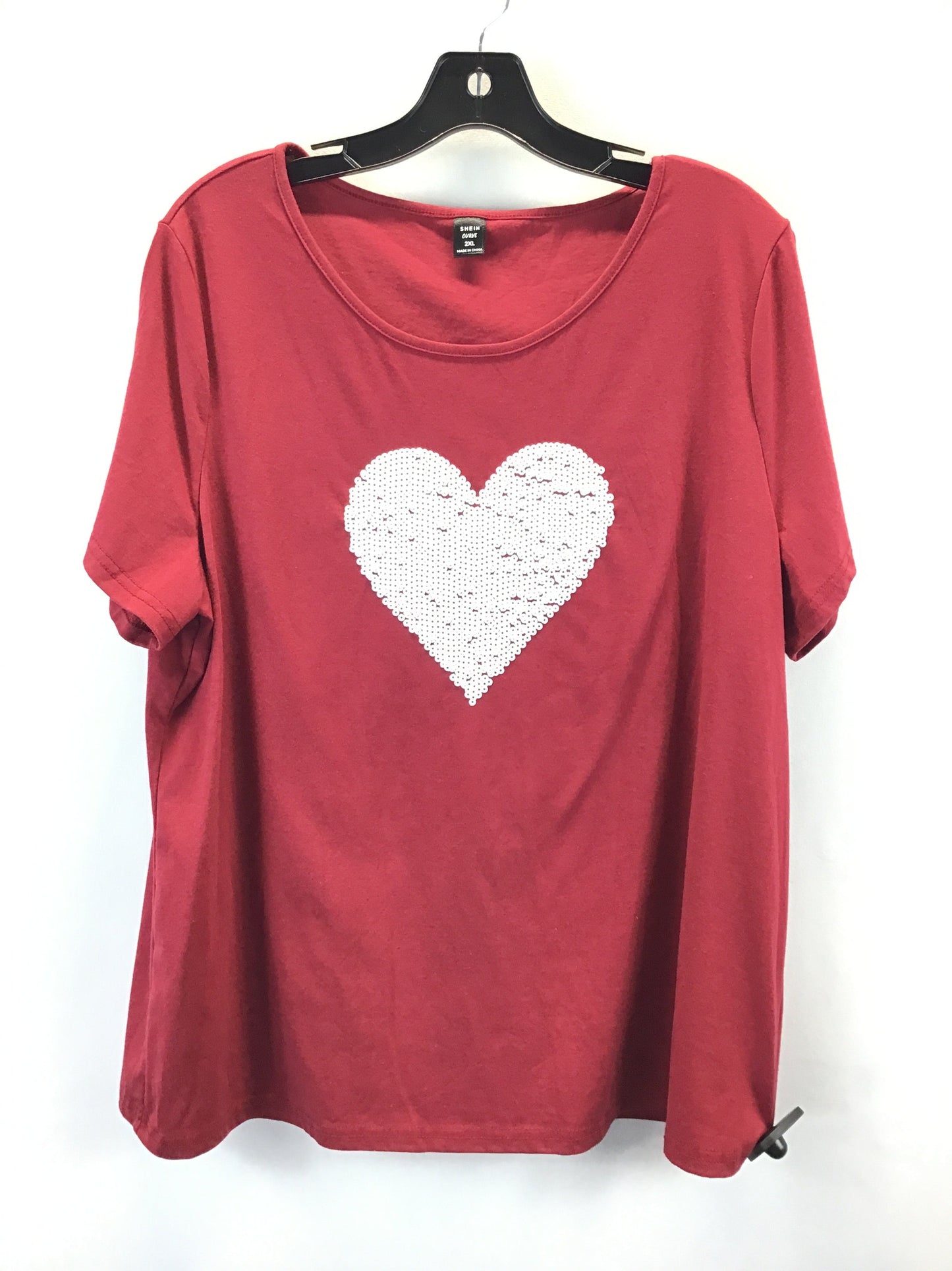 Top Short Sleeve Basic By Shein In Red, Size: 2x