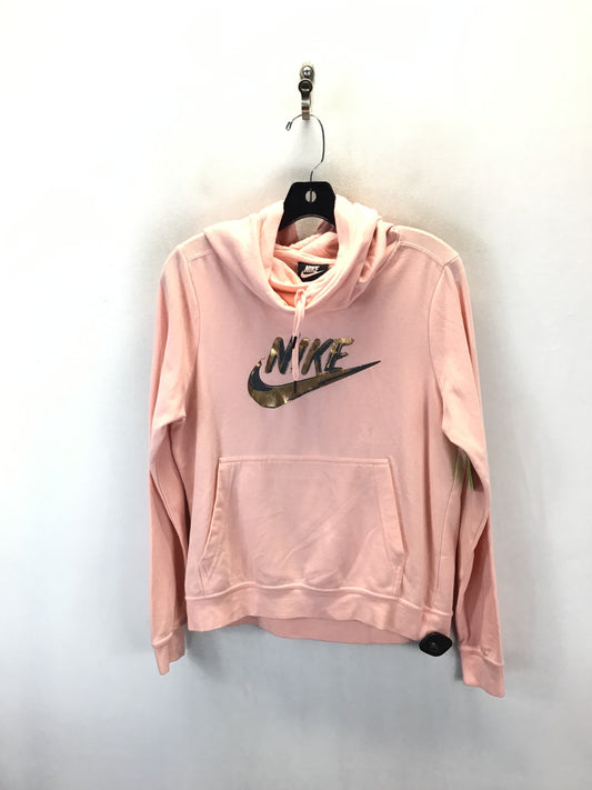 Athletic Top Long Sleeve Hoodie By Nike In Pink, Size: S