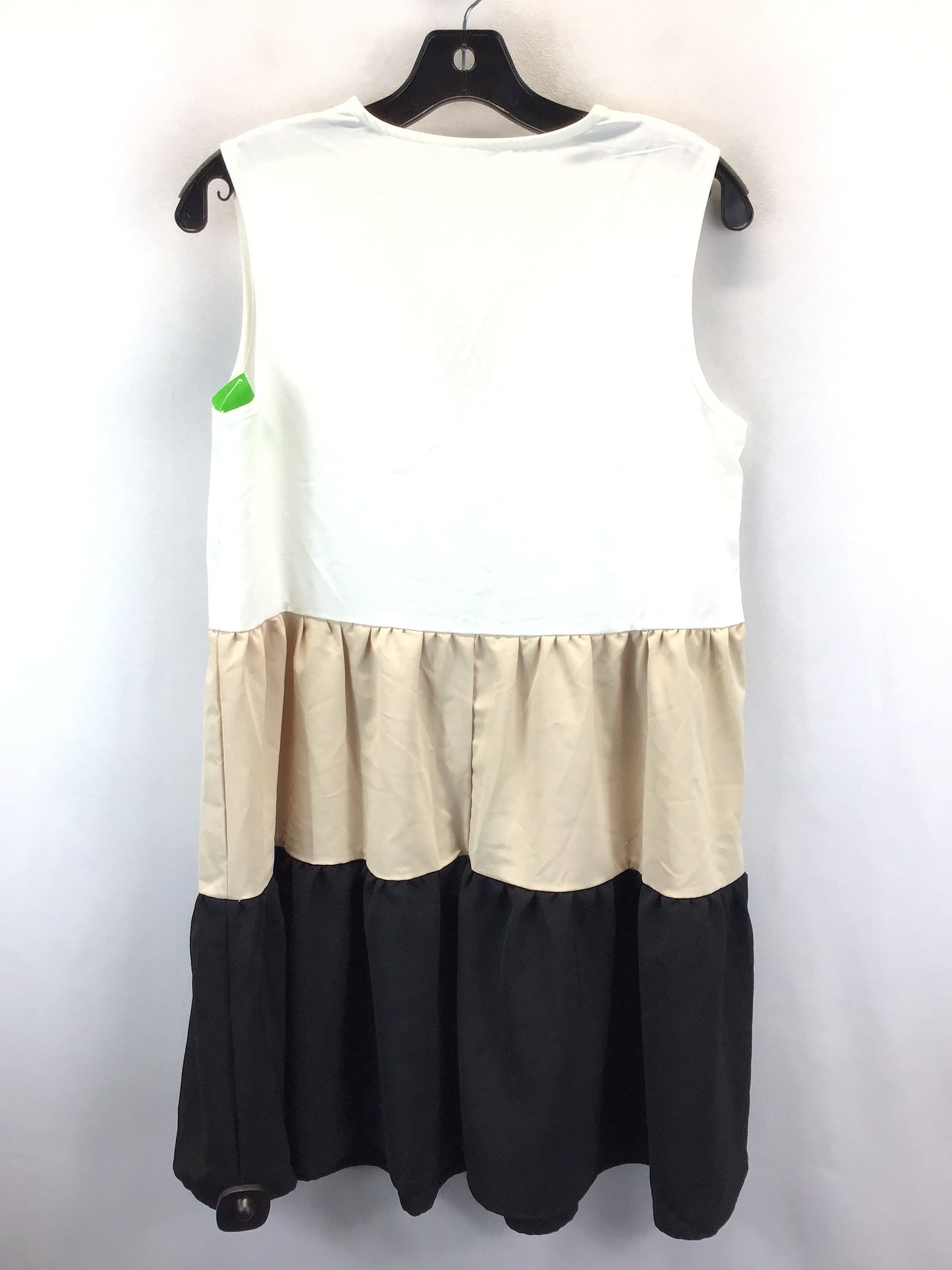 Cream & Tan Dress Casual Midi Shein, Size S