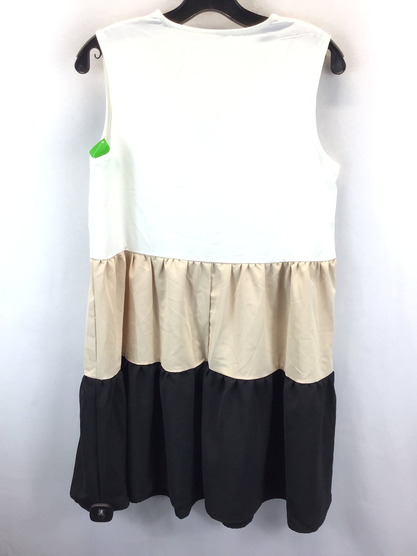 Cream & Tan Dress Casual Midi Shein, Size S