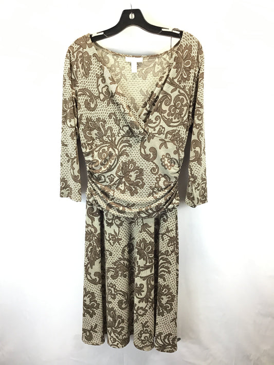 Dress Casual Midi By London Times In Brown & Cream, Size: 12