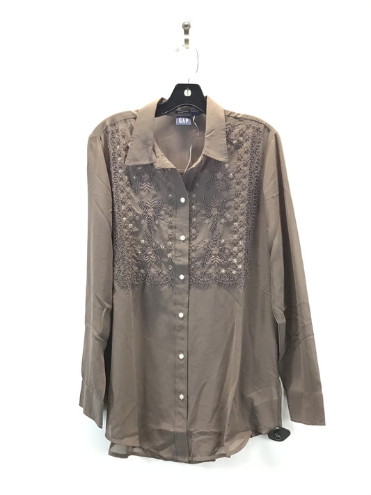 Top Long Sleeve By Gap In Taupe, Size: M