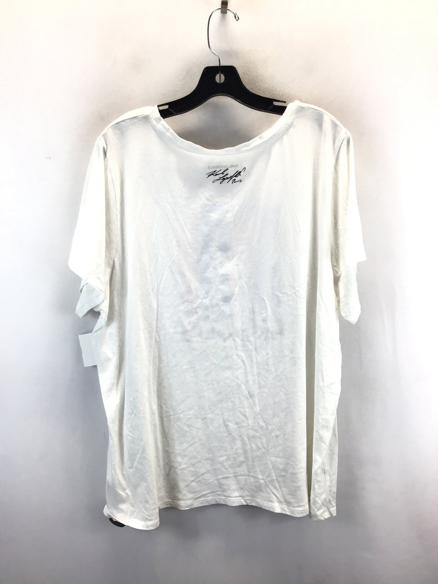 Athletic Top Short Sleeve By Karl Lagerfeld In White, Size: 2x