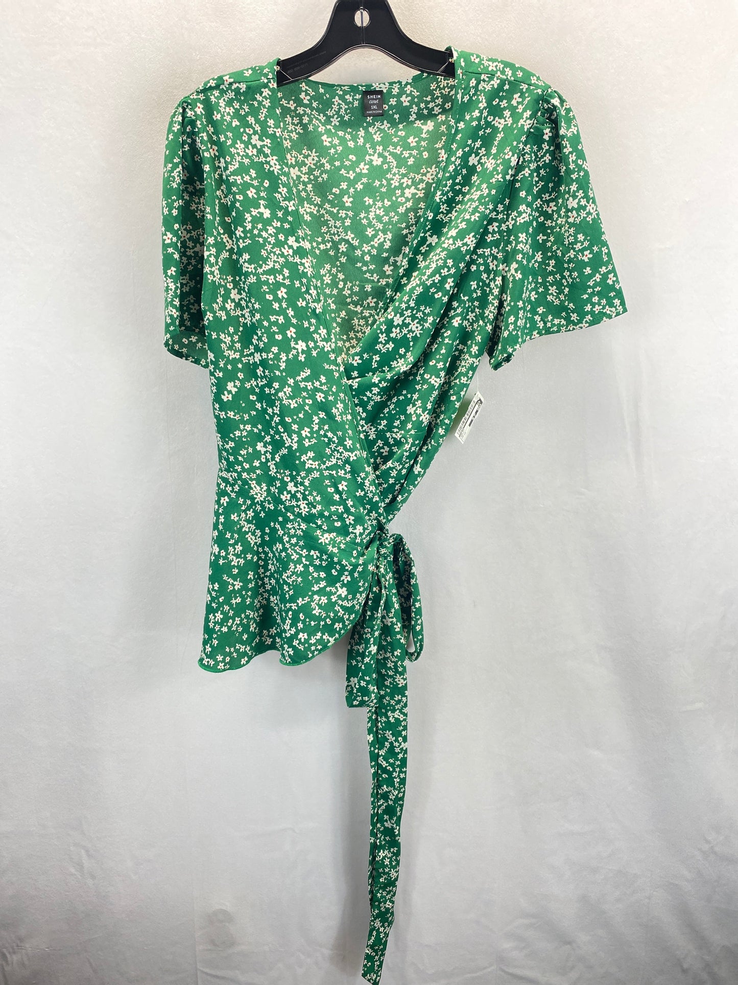 Green Top Short Sleeve Shein, Size 1x