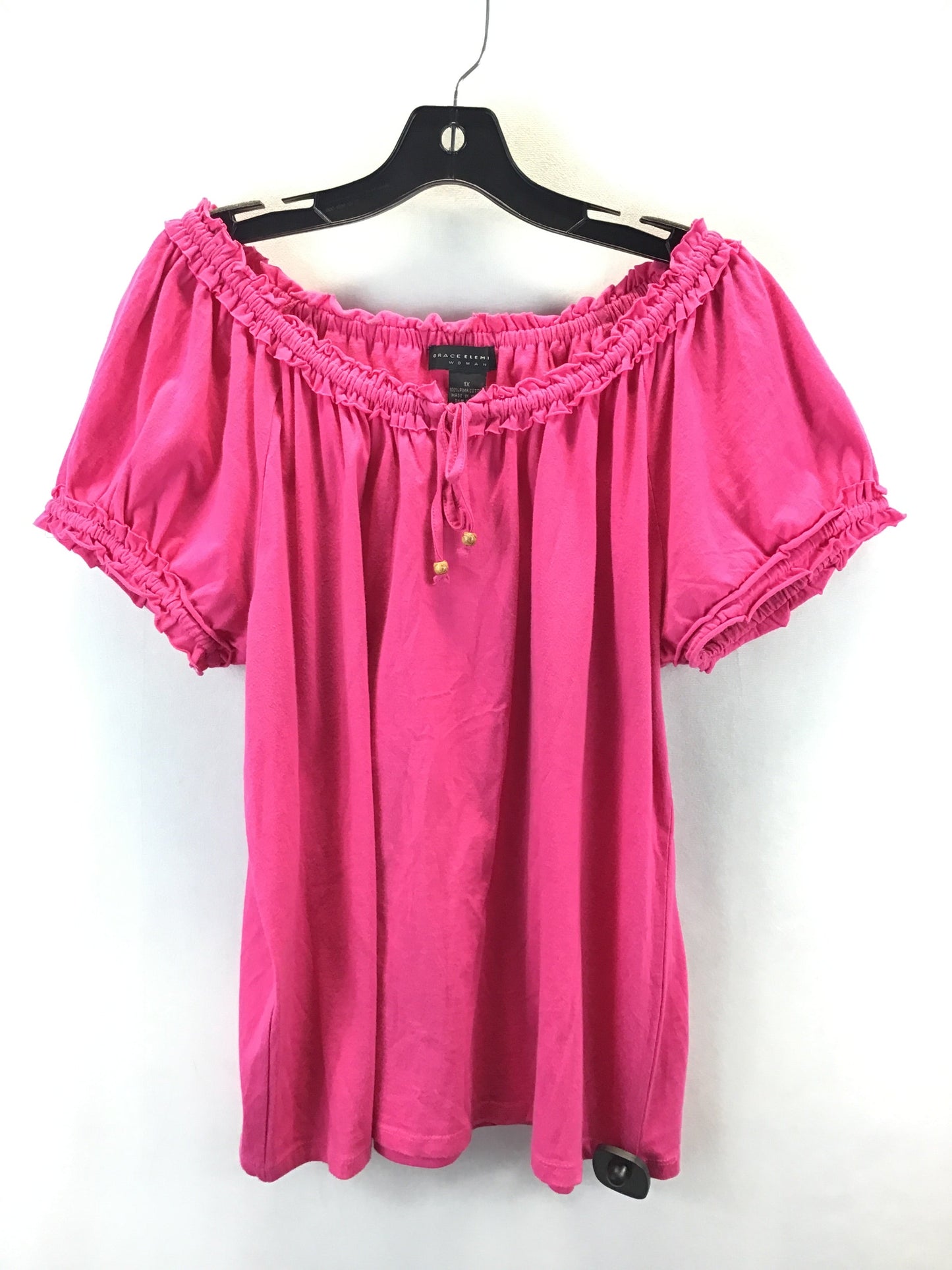 Top Short Sleeve By Grace Elements In Pink, Size: 1x