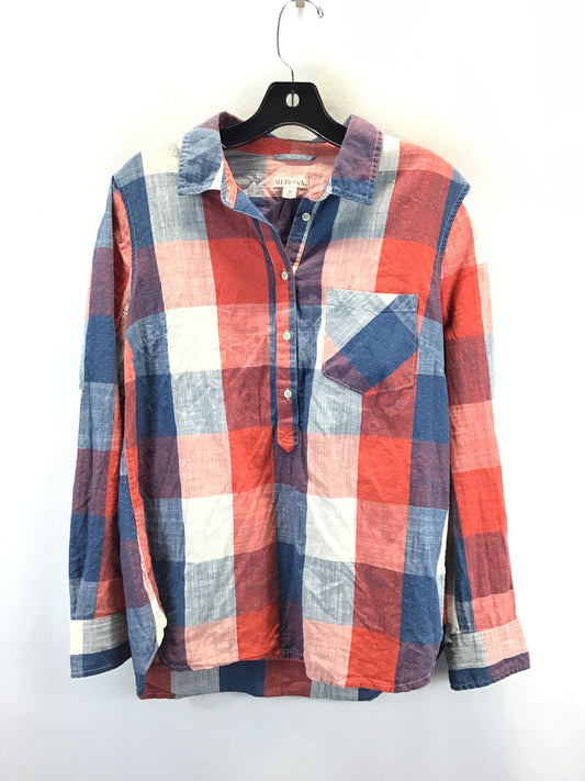 Top Long Sleeve By Merona In Plaid Pattern, Size: M