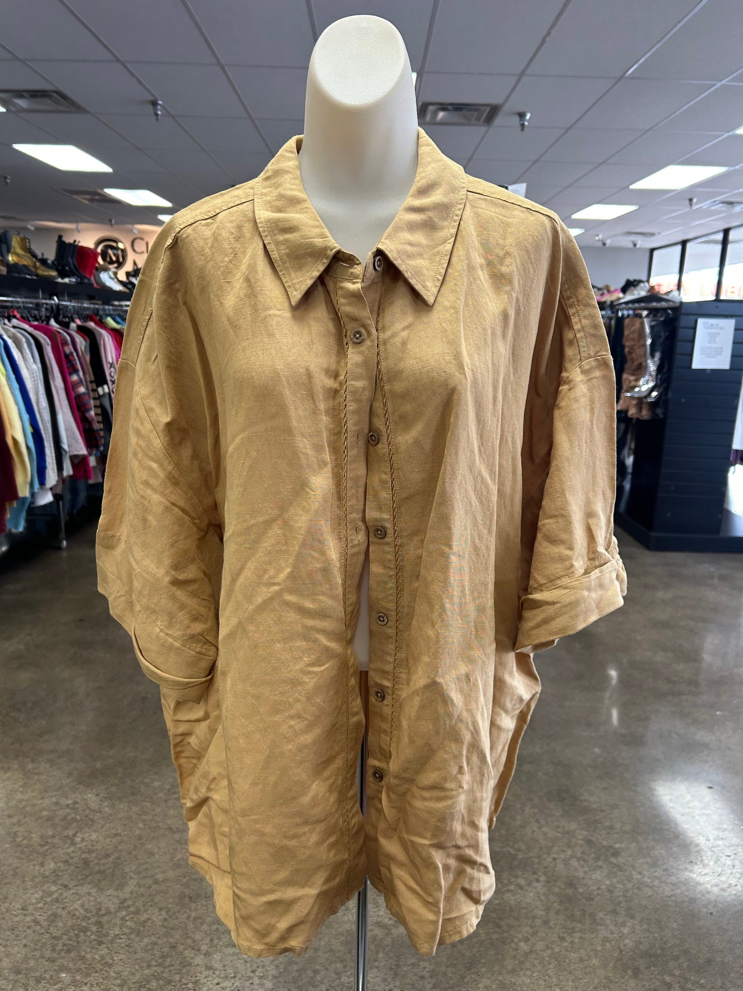 Top Ss By Anthropologie In Tan, Size:Xl