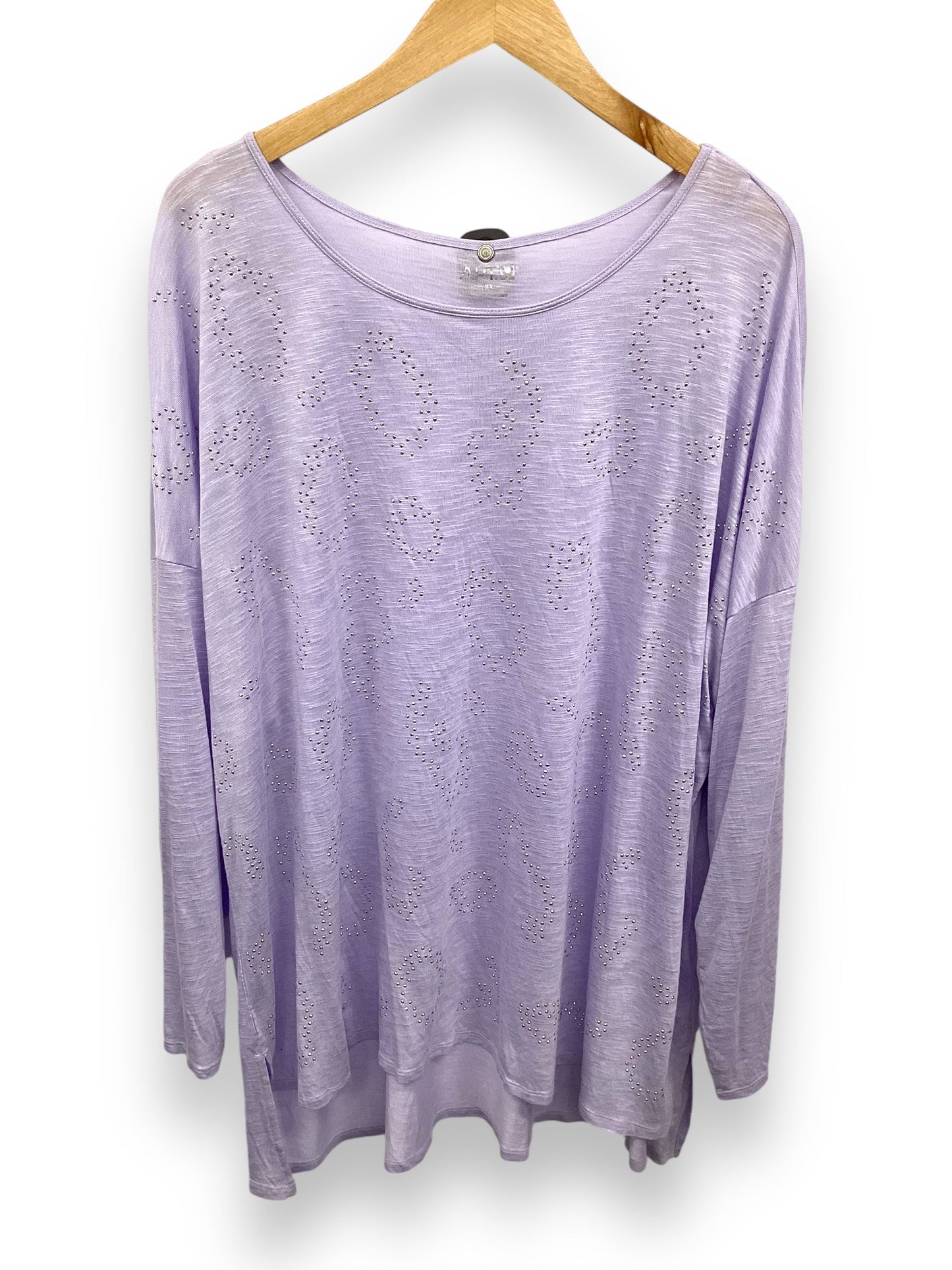 Top Long Sleeve Basic By Apt 9 In Lavender, Size: 3x