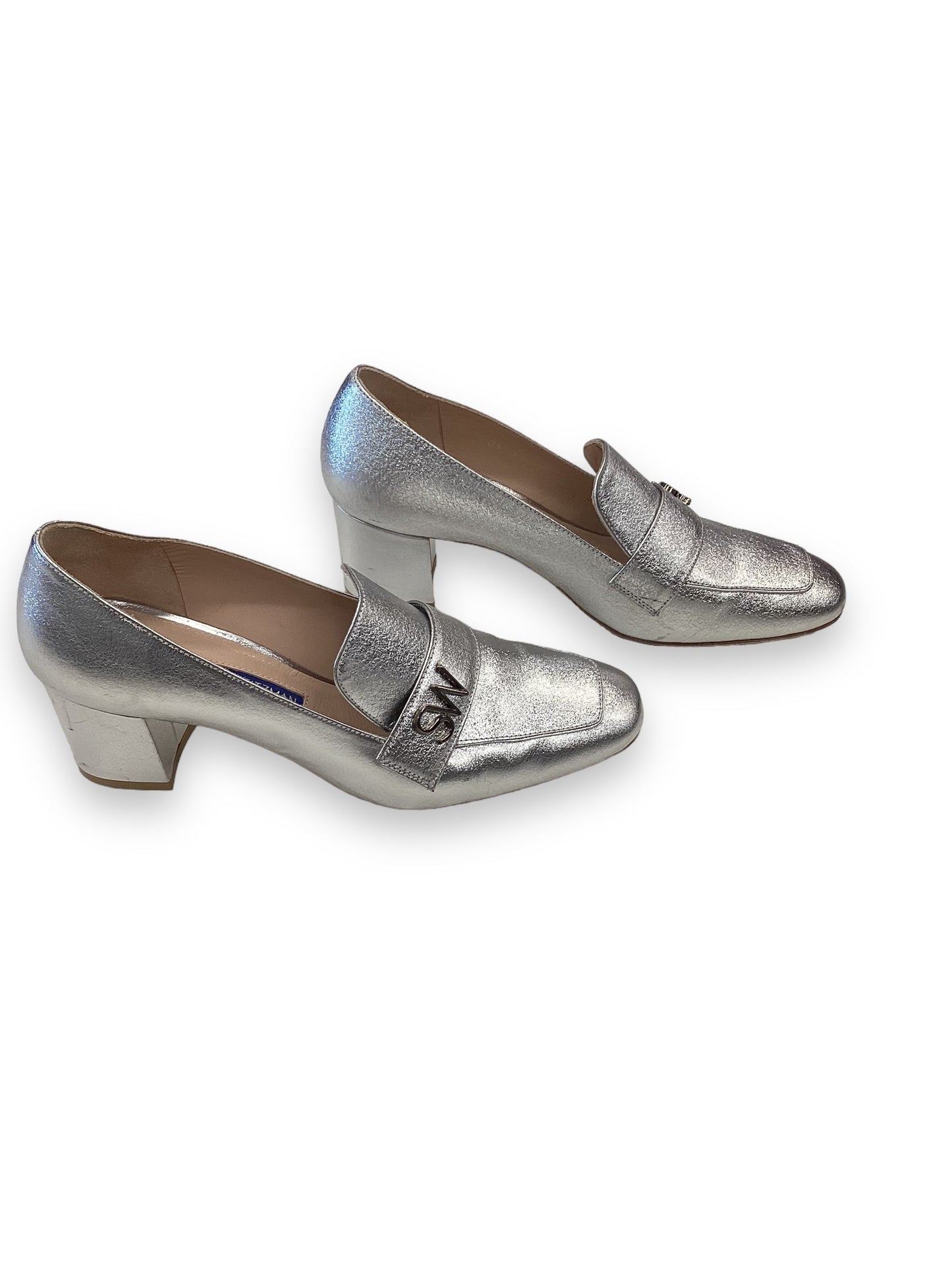 Silver Shoes Designer Stuart Weitzman, Size 6.5