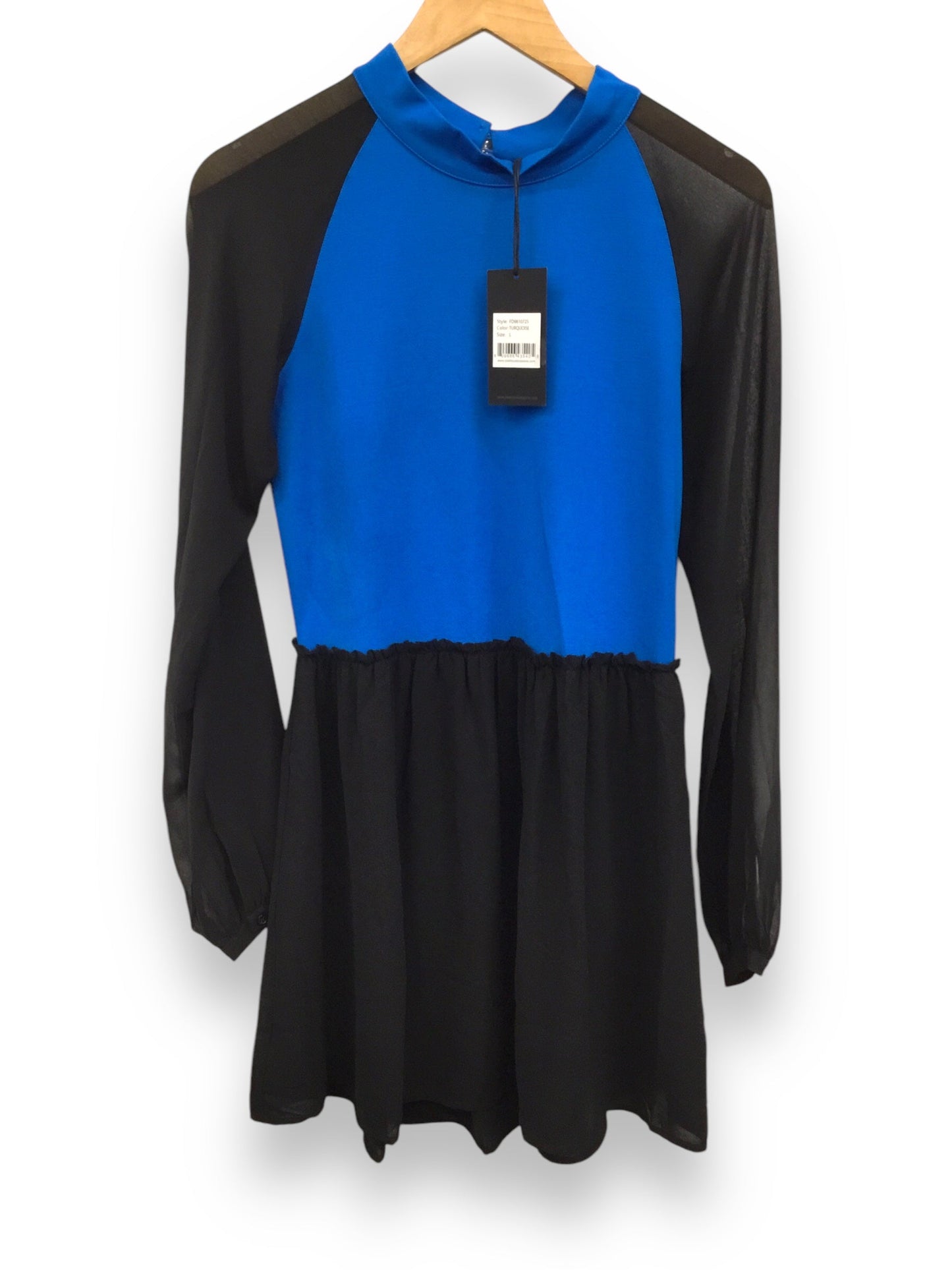 Dress Casual Midi By Clothes Mentor In Black & Blue, Size: L