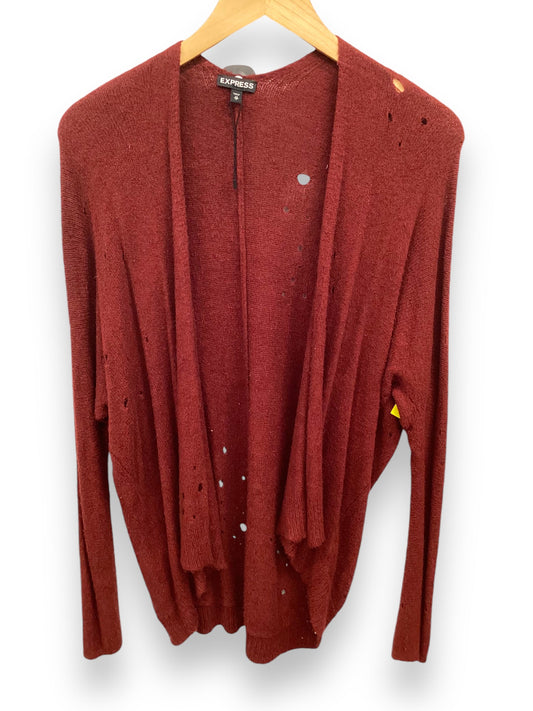 Cardigan By Express In Maroon, Size: Xs