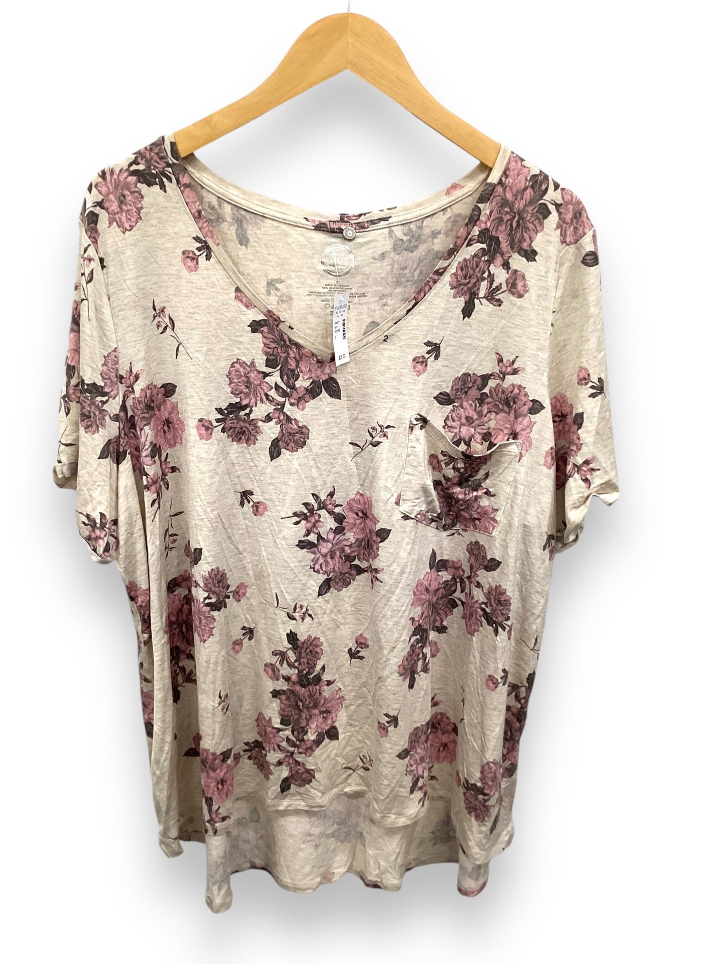 Top Short Sleeve By Maurices In Tan, Size: 2x