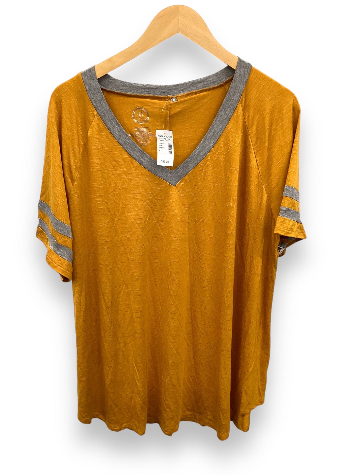 Top Short Sleeve By Maurices In Yellow, Size: 2x