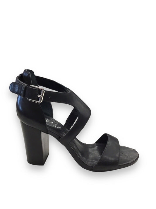 Sandals Heels Block By Lauren By Ralph Lauren In Black, Size: 7.5