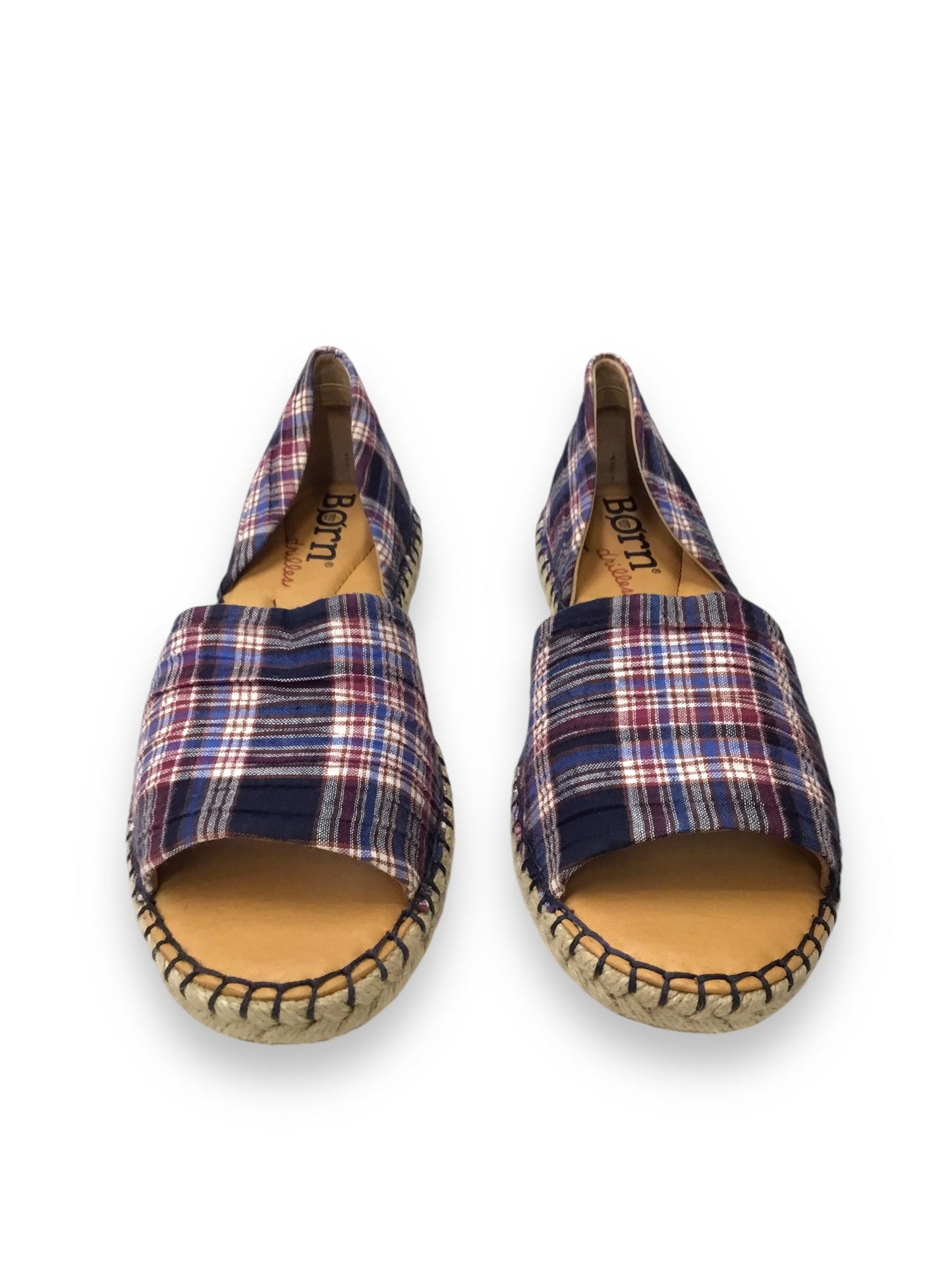 Shoes Flats By Born In Plaid Pattern, Size: 6.5