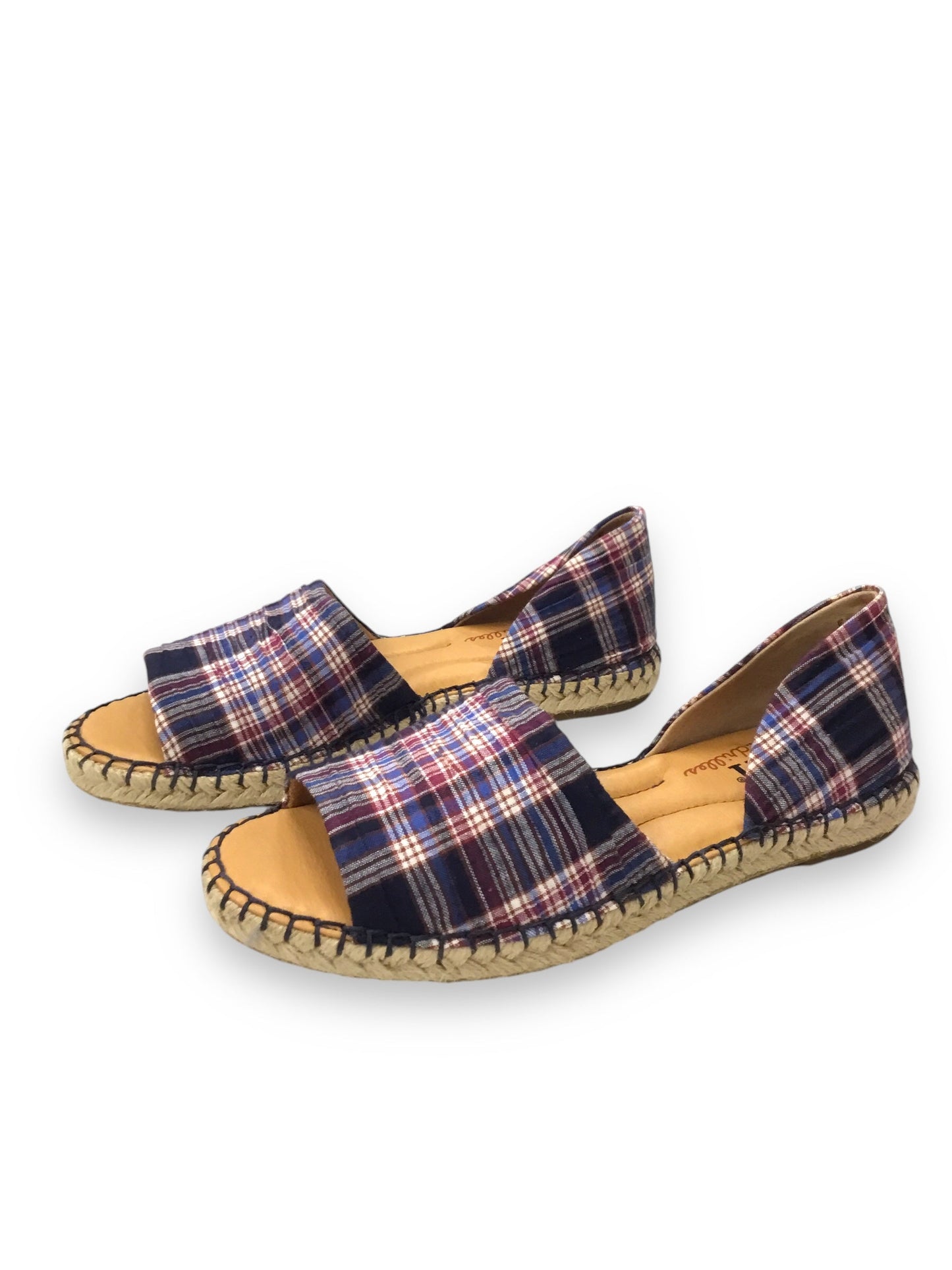 Shoes Flats By Born In Plaid Pattern, Size: 6.5