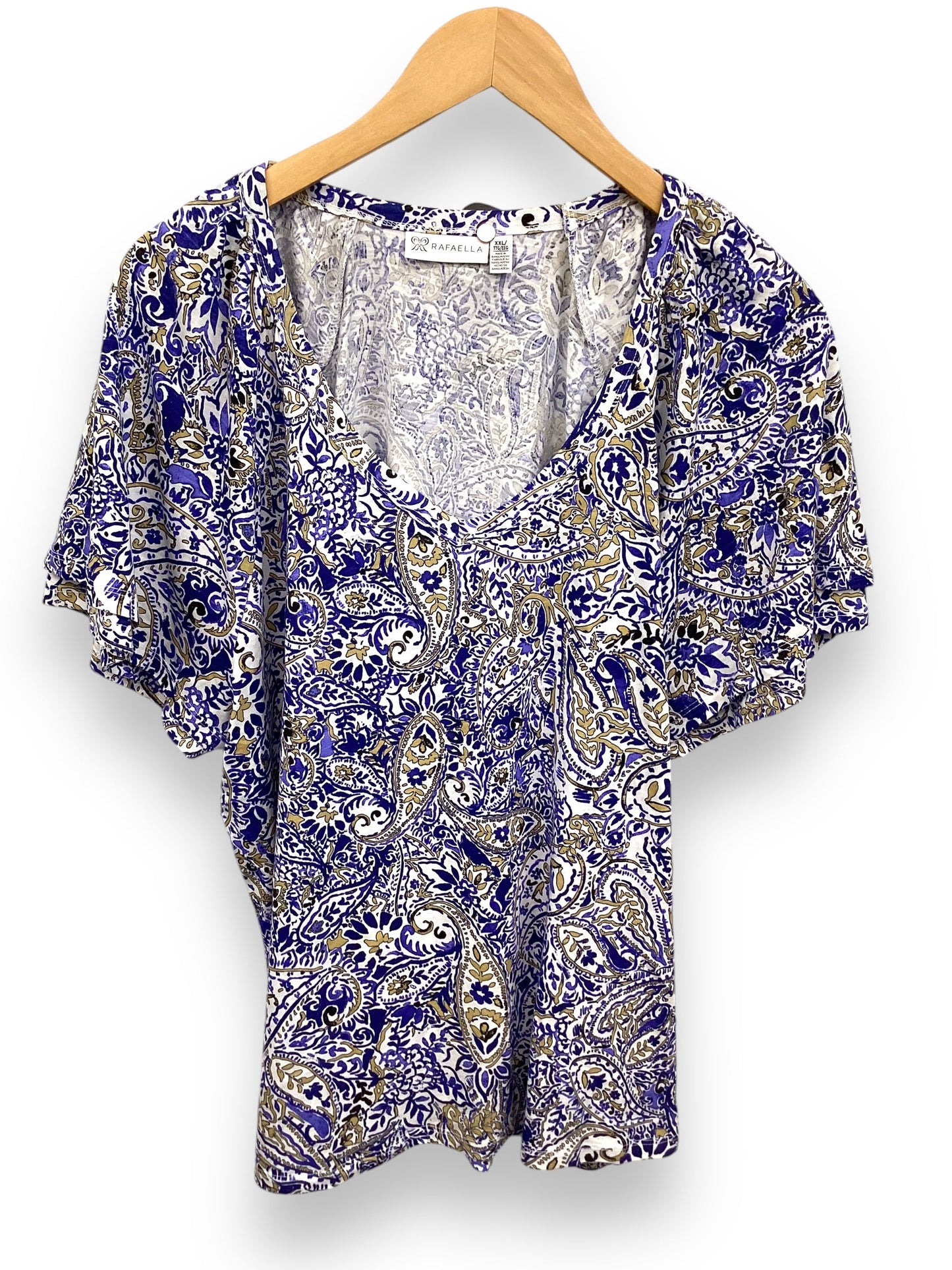 Top Short Sleeve By Rafaella In Blue, Size: Xxl