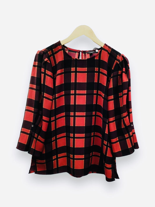 Plaid Pattern Top Long Sleeve Ann Taylor, Size S