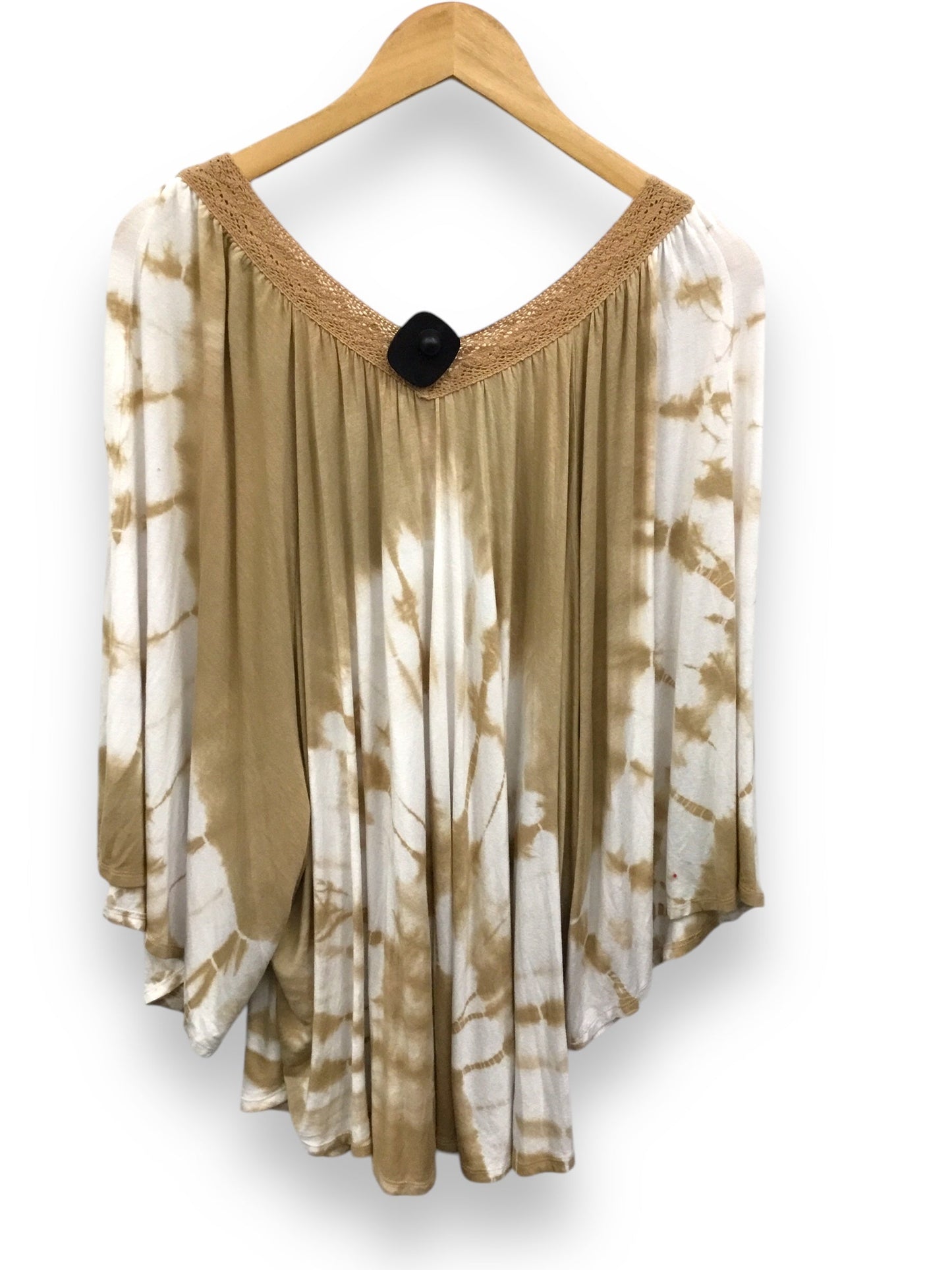 Top Long Sleeve By Chicos In Brown & Cream, Size: Xl