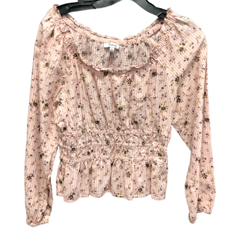 Pink Top Long Sleeve Designer Madewell, Size Xs