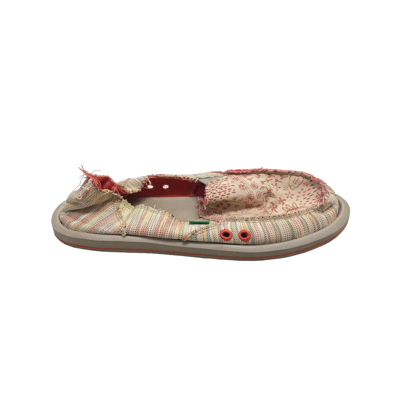 Cream & Red Shoes Flats Sanuk, Size 8
