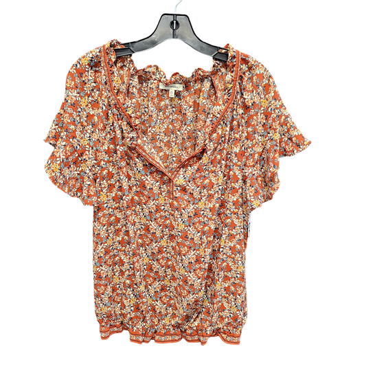 Floral Print Top Short Sleeve Max Studio, Size Xl