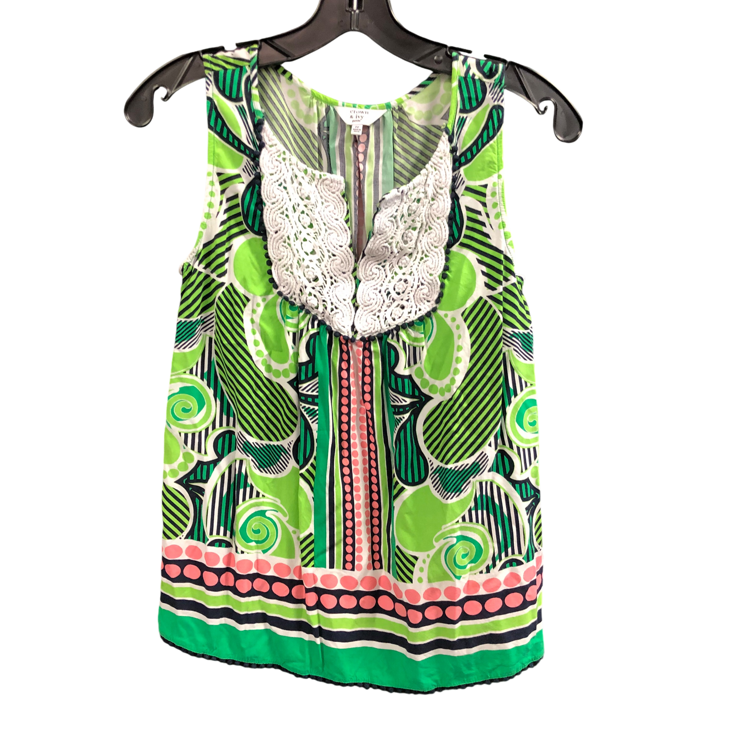 Top Sleeveless By Crown And Ivy In Green & Pink, Size: S