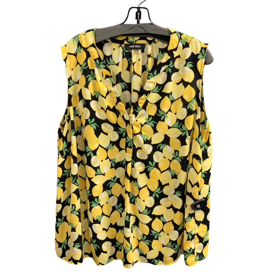 Top Sleeveless By Nine West In Black & Yellow, Size: 2x