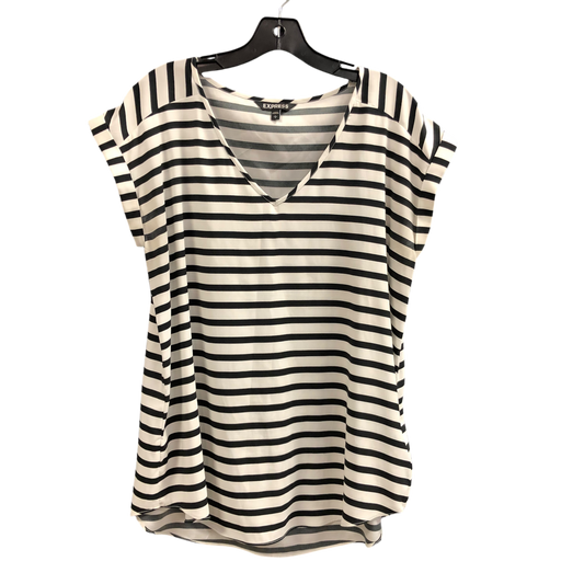 Top Short Sleeve By Express In Black & White, Size: L