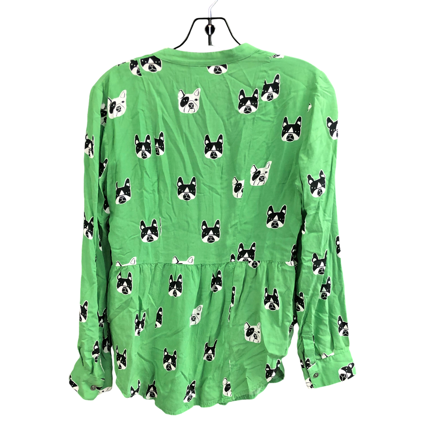 Top Long Sleeve Designer By Maeve In Green & White, Size: 4