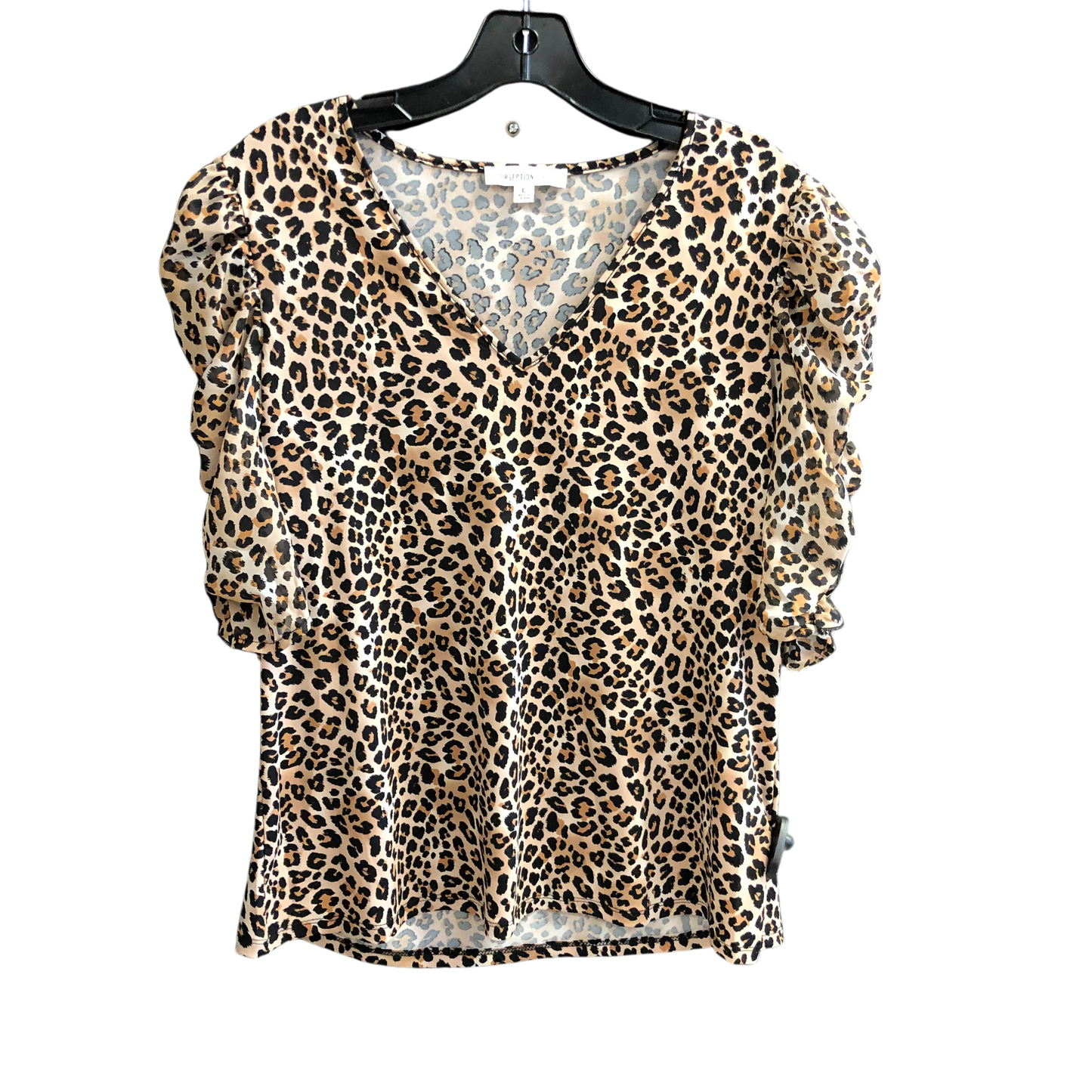 Top Short Sleeve By Perseption Concept In Animal Print, Size: L