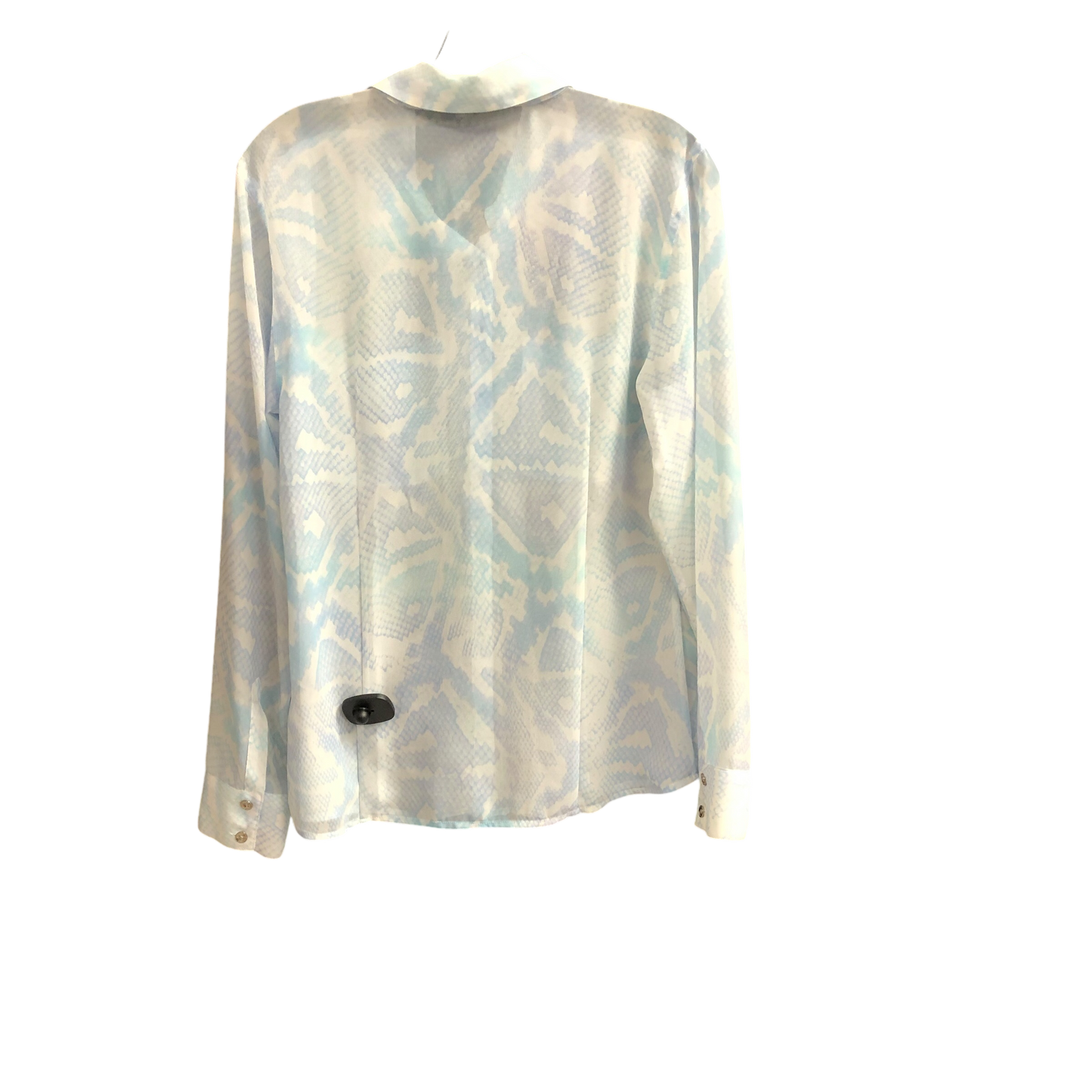 Top Long Sleeve By Guess In Blue & White, Size: M