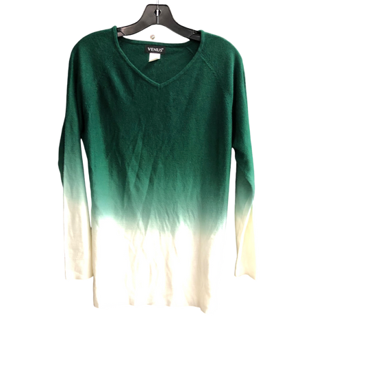 Sweater By Venus In Green & White, Size: M