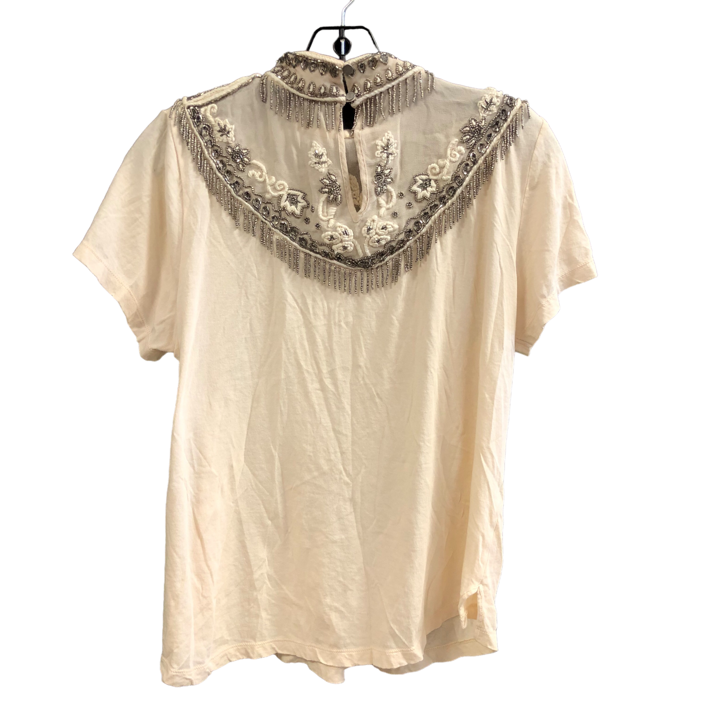 Beige Top Short Sleeve Designer Haute Hippie, Size M