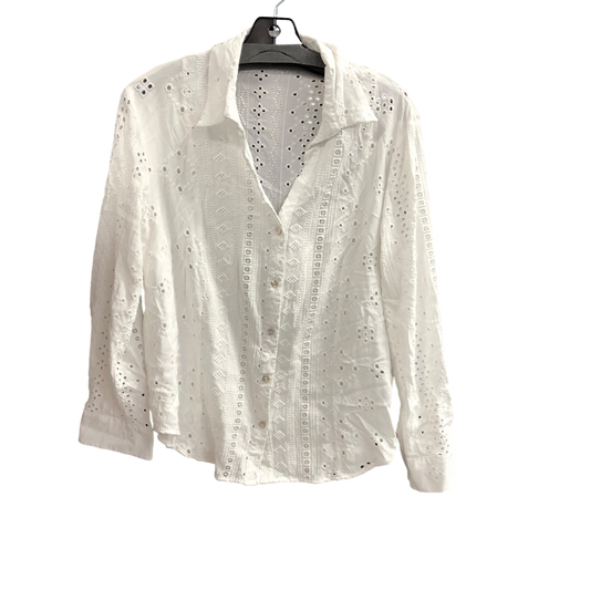 Top Long Sleeve By Zara In White, Size: M