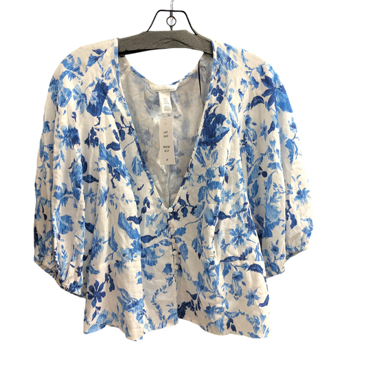 Top Long Sleeve By H&m In Blue & White, Size: Xxl