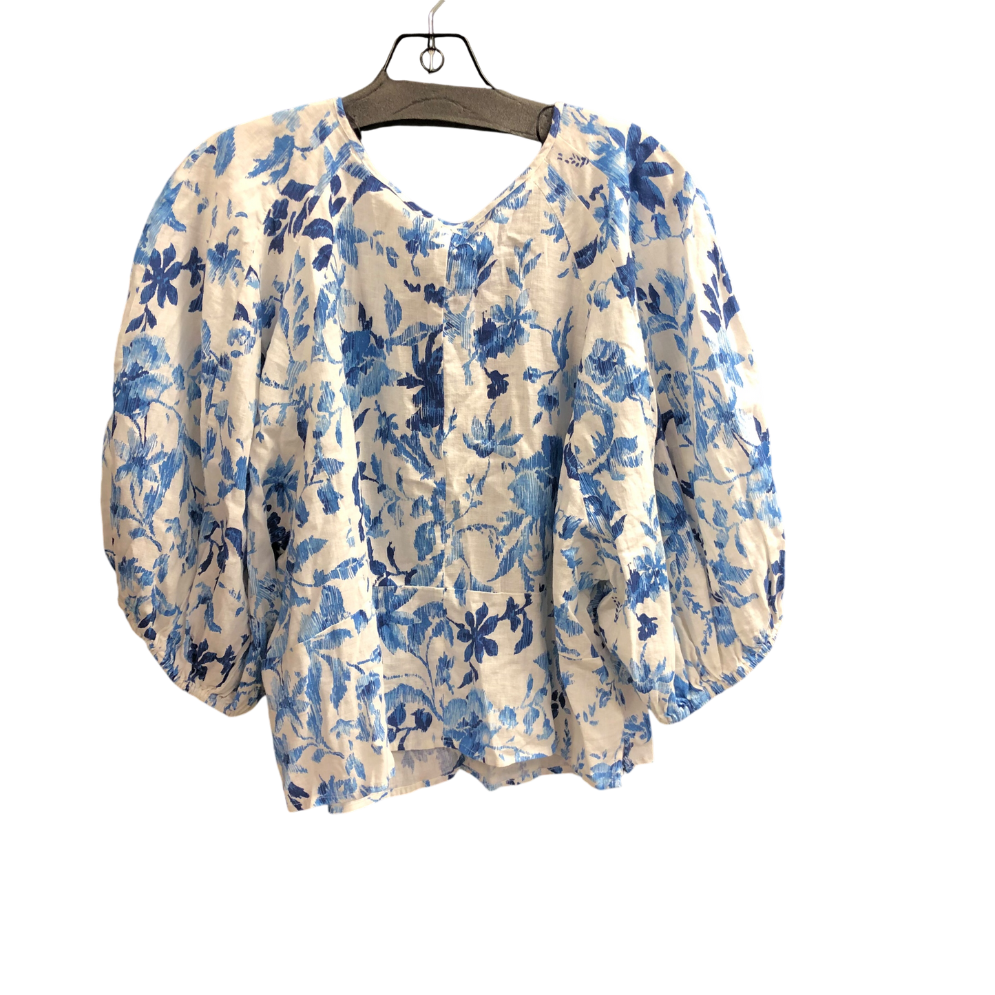 Top Long Sleeve By H&m In Blue & White, Size: Xxl