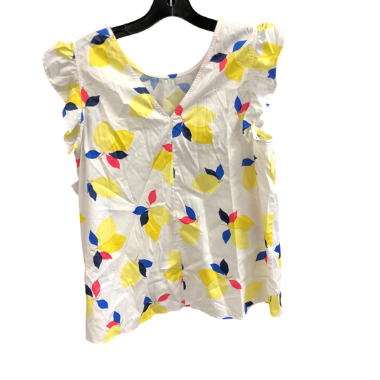 TOP SLEEVELESS YELLOW AND WHITE DESIGNER BY KATE SPADE SIZE:M