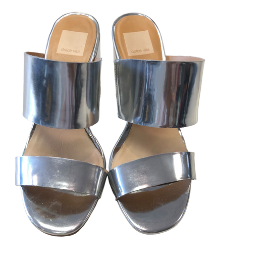 Silver Shoes Heels Block Dolce Vita, Size 8.5