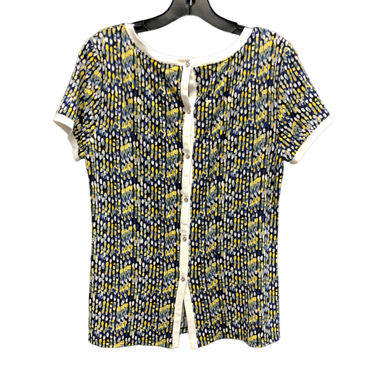 Blue & Yellow Top Short Sleeve Anne Klein, Size M